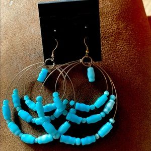 Blue Bead Dangle Earrings